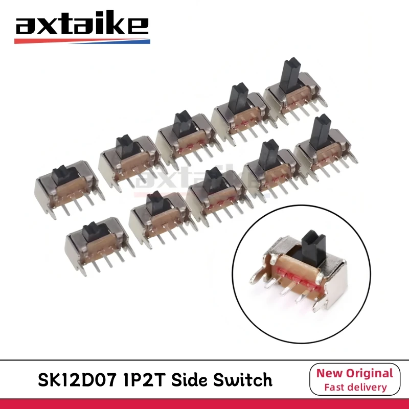 20PCS SK12D07VG 2/3/4/5/6/7mm Handle High 1P2T Side Switch Toggle Power Switch Mini DIP Slide Switch 5Pin SK12D07 With Bracket