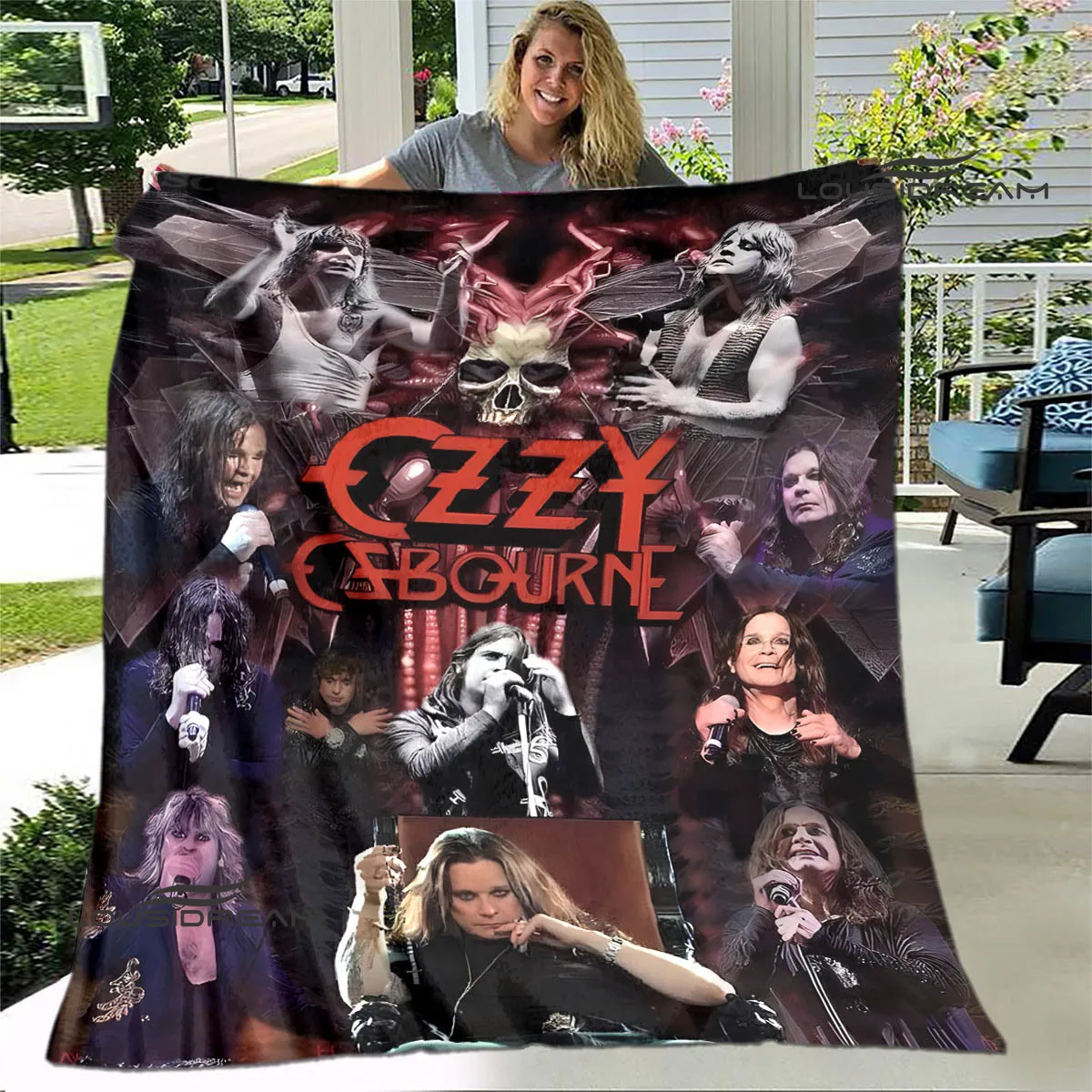 Ozzy osbourne retro printing blankets to keep warm soft and comfortable home travel bed blanket bed linings birthday gift