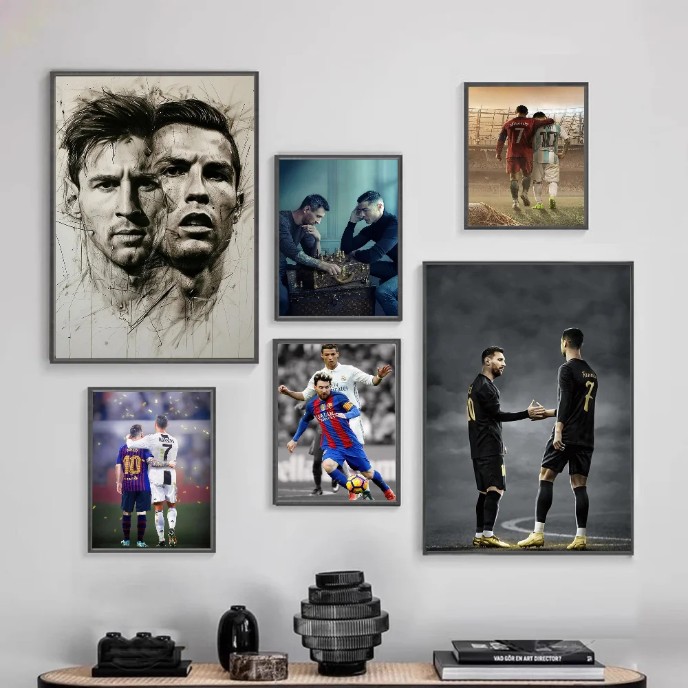 Ronaldo Messi Football Legend Poster Frameless Personalized Wall Art Poster Photos for Living Room Home Decor