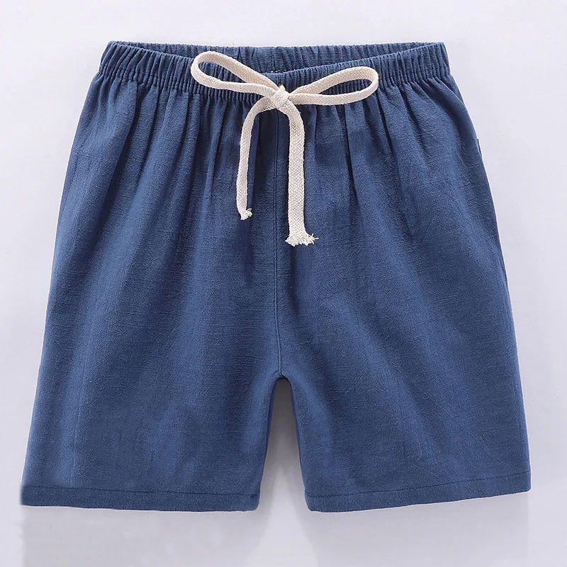 Kids Beach Shorts For Boys Girls Cotton Linen Breathable Elastic Waist Baby Short Pants Summer Thin Children\'s Short 2-10Years