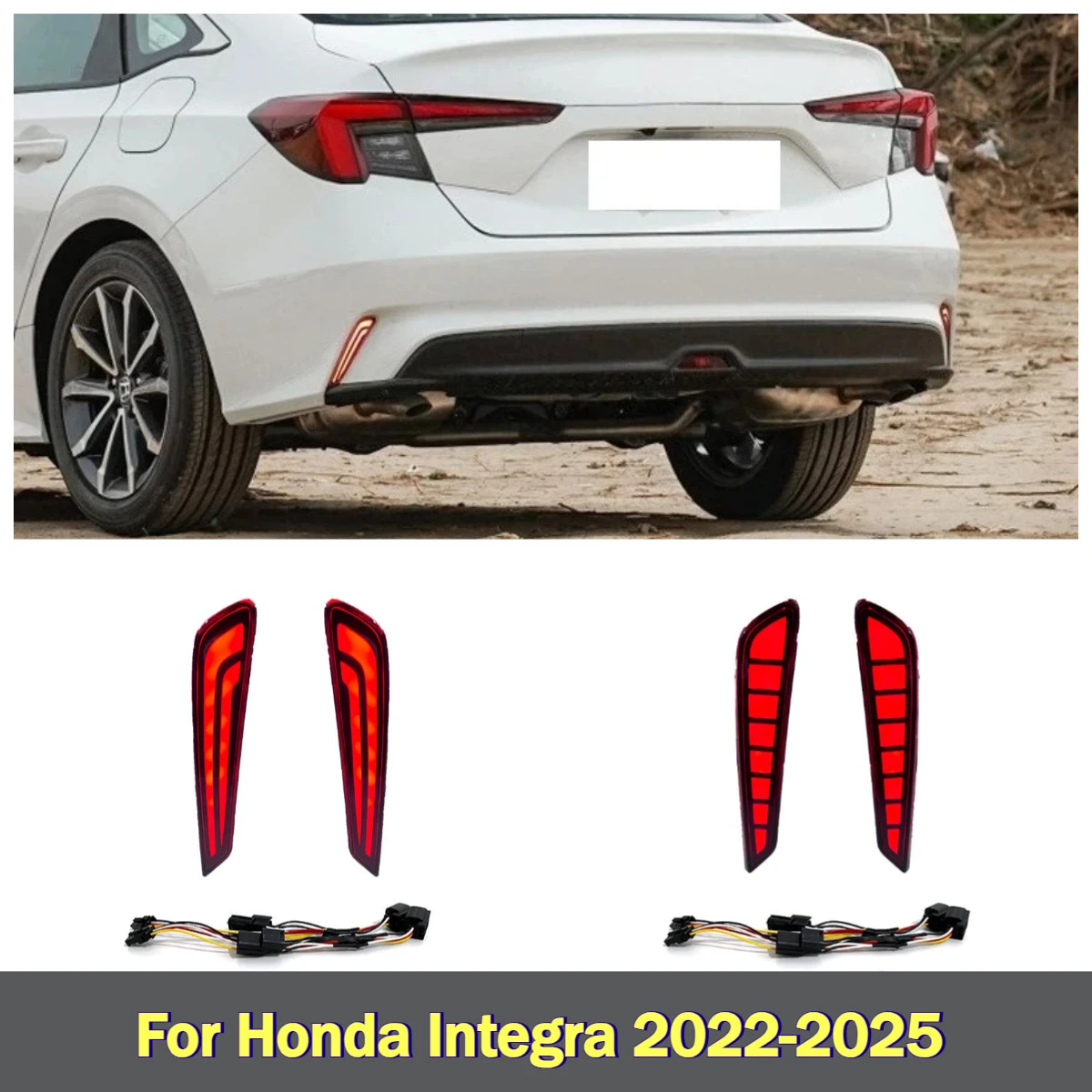 

LED Rear Bumper Light Reflector For Honda Integra 2022-2025 Rear Fog Light Brake Lights DRL Dynamic Turn Signal 12V Daylights
