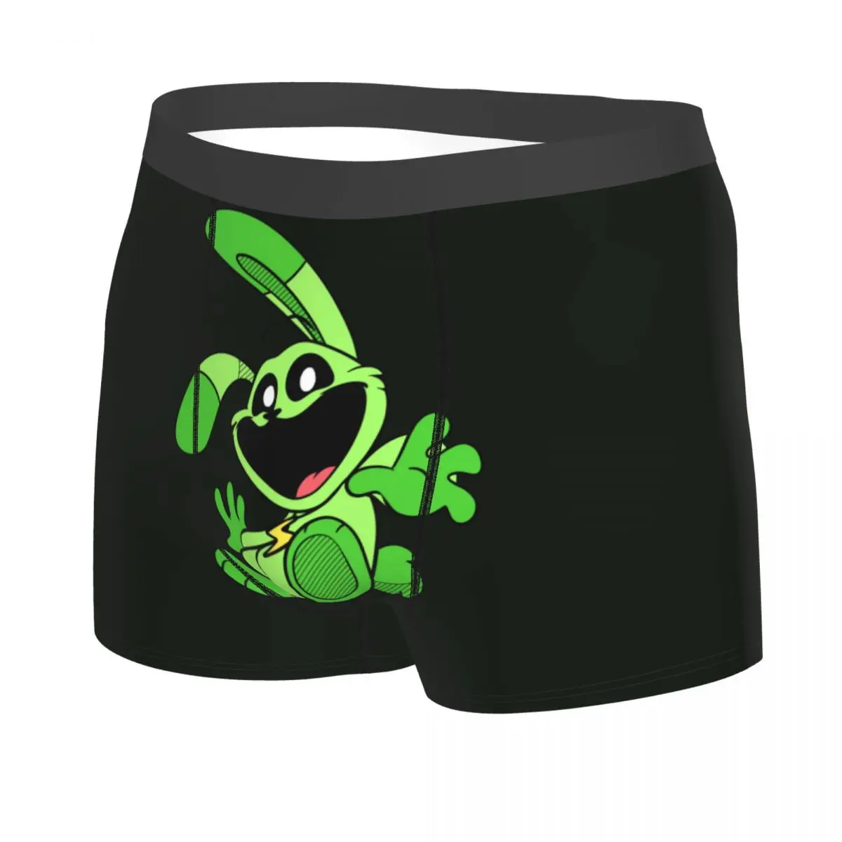 Custom Green Smiling Big Mouth Rabbit Critters Boxer Shorts For Men Animated Game Underwear Panties Briefs Stretch Underpants