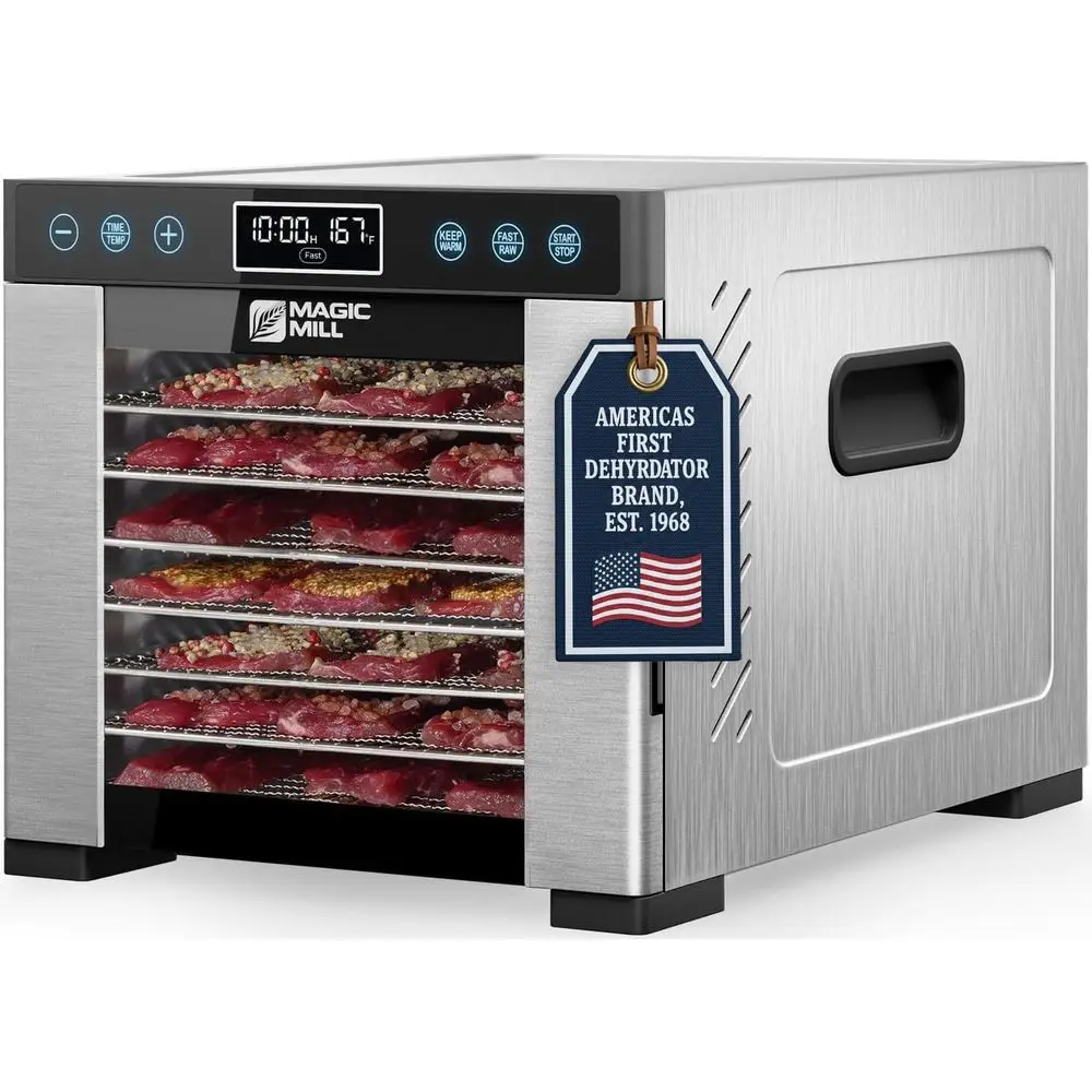 

600W Dehydrator with 7 Stainless Steel Trays, Adjustable Temperature, 48H Timer, Auto Shut-Off