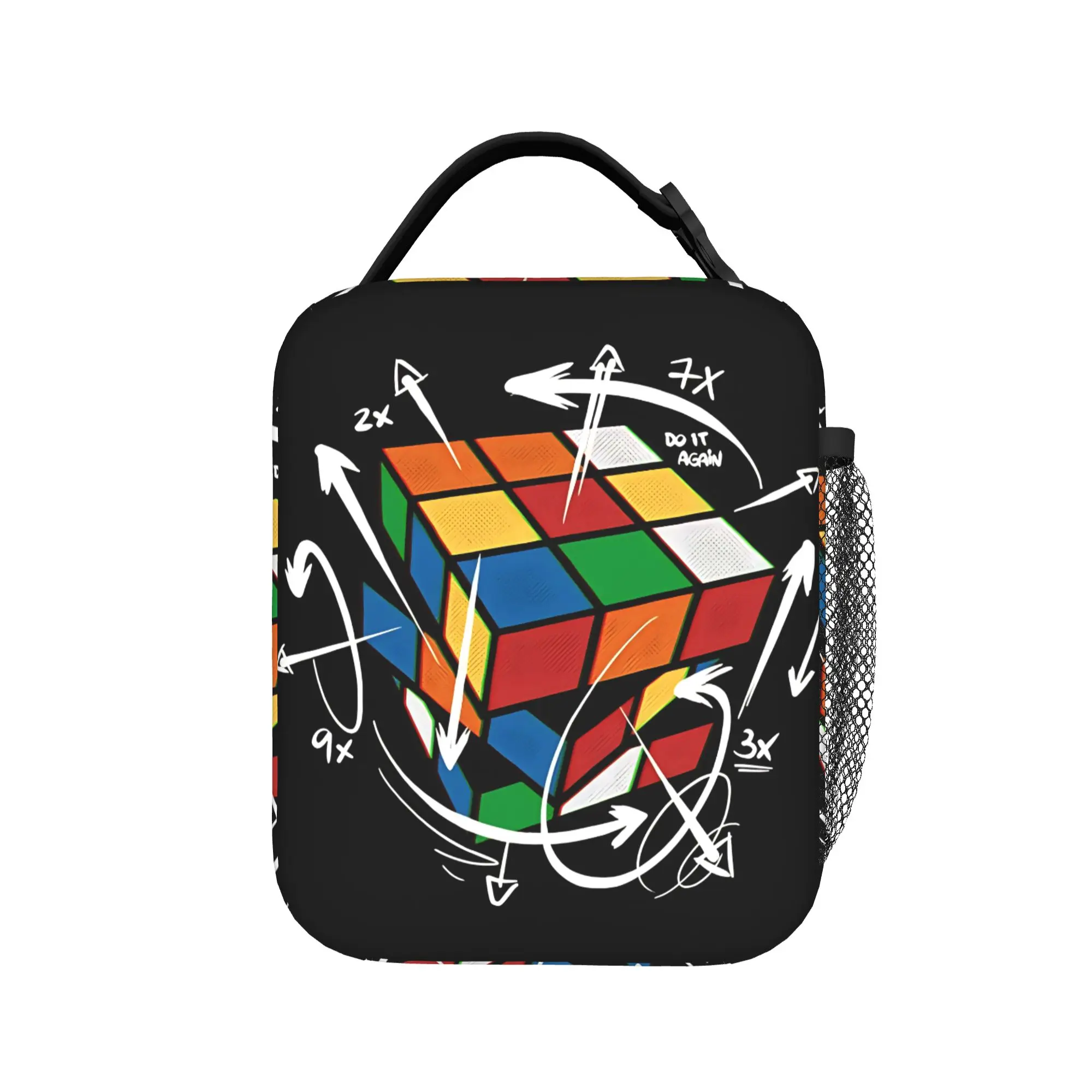 Math Rubiks Player Cube Math Lovers Lunch Bag Travel Lunch Box For Girls Aesthetic Thermal Tote Handbags Oxford Cooler Bag