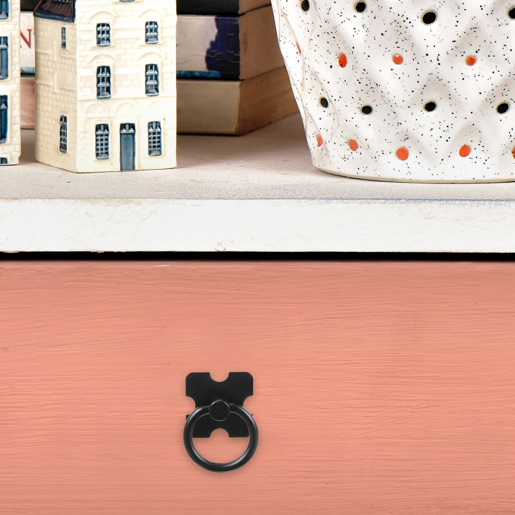 

2 Pcs Black Ring Handle Bathroom Cabinet Knobs Drawer Pulls Cupboard Door Zinc Alloy Dresser Handles