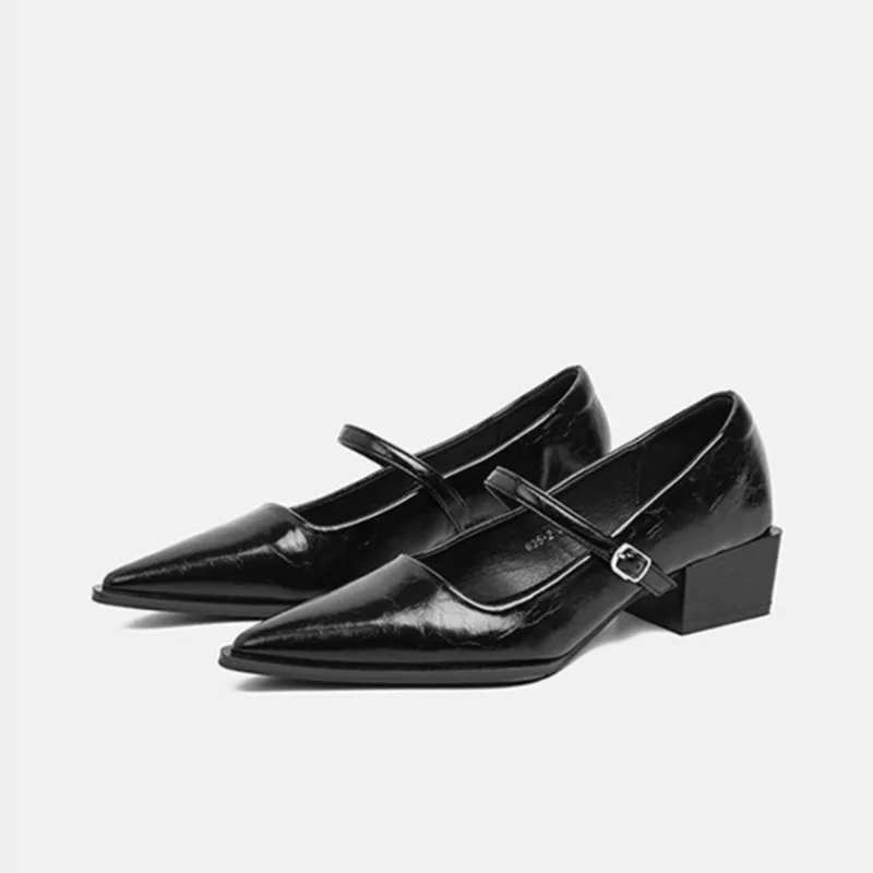 

New Womens Mary Jane Shoes Fashion Soft Leather Low Heels for Woman French Pointed Tip Casual Shoes Designer Shoes Zapatos Mujer
