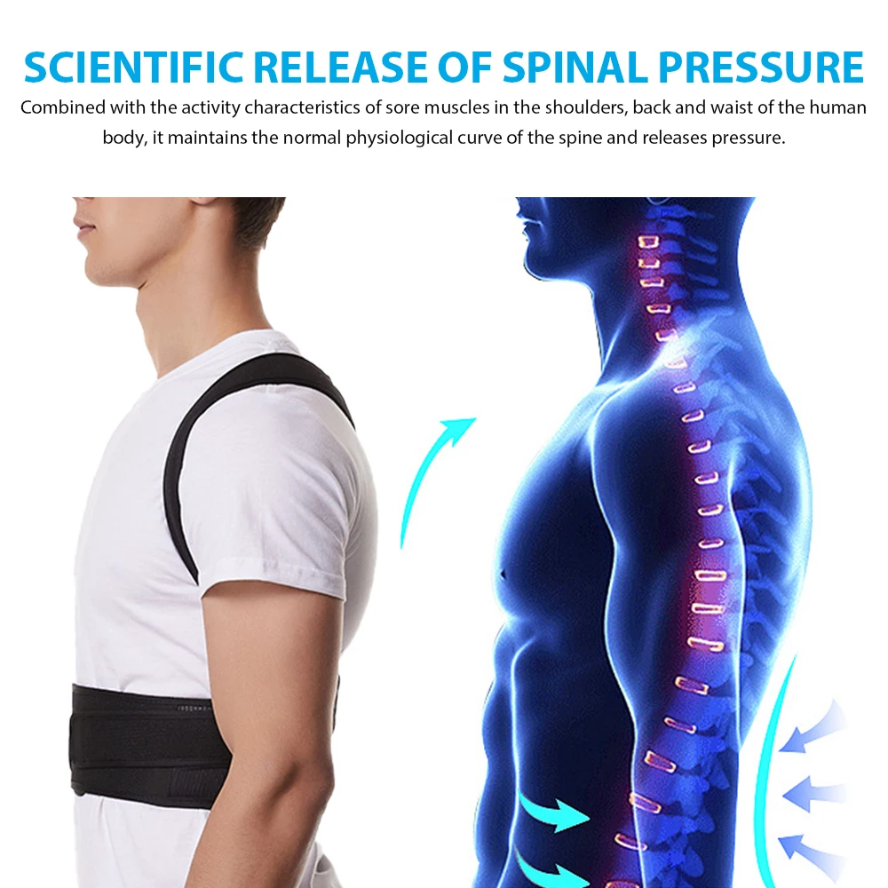 

Adjustable Posture Corrector Back Brace, Lumbar & Shoulder Support Belt for Men Women, Scoliosis Relief