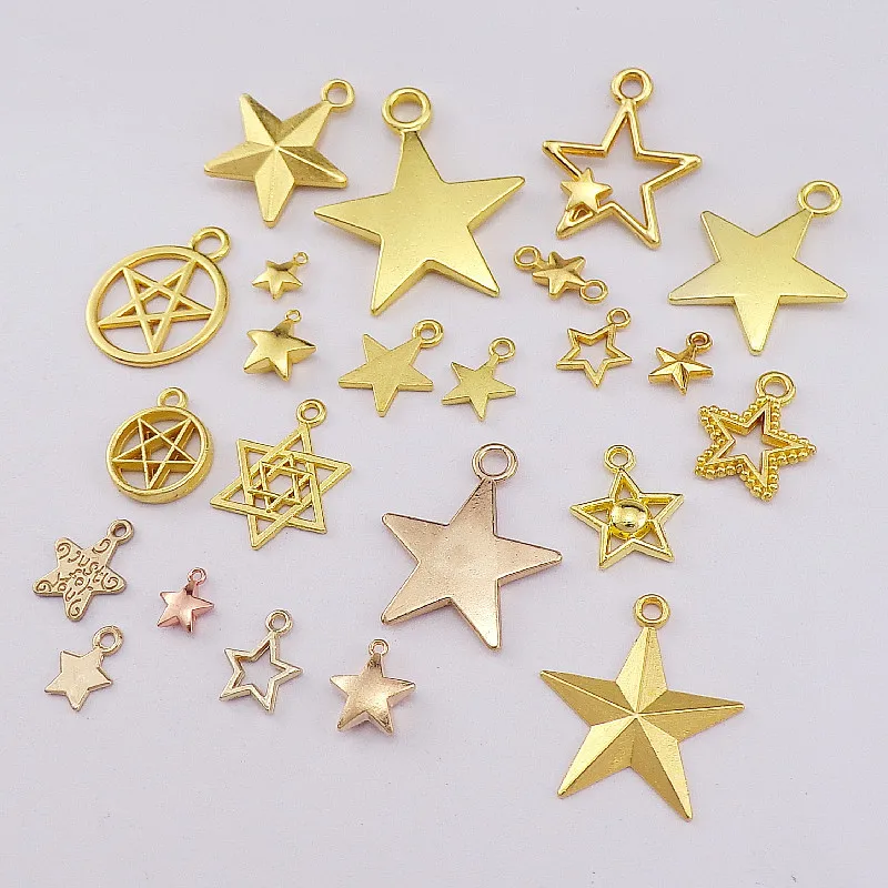 20pcs Gold Color Metal Small Star Charms Pendant  Zinc Alloy DIY Jewelry Making Accessories for Bracelet Necklace