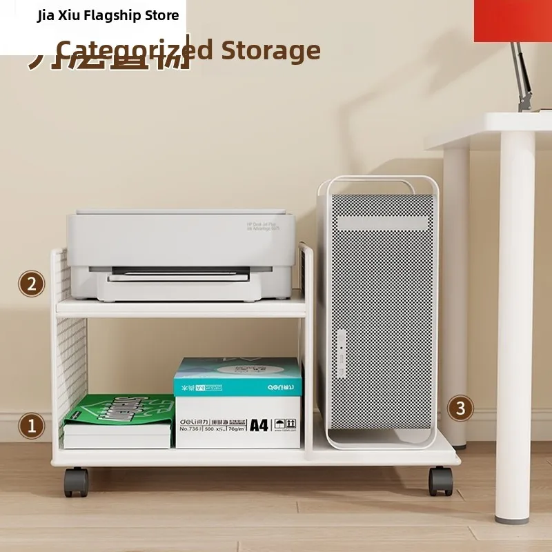 office-floor-standing-multi-layer-mobile-storage-rack-document-holder-computer-main-box-support-bracket-metal-material