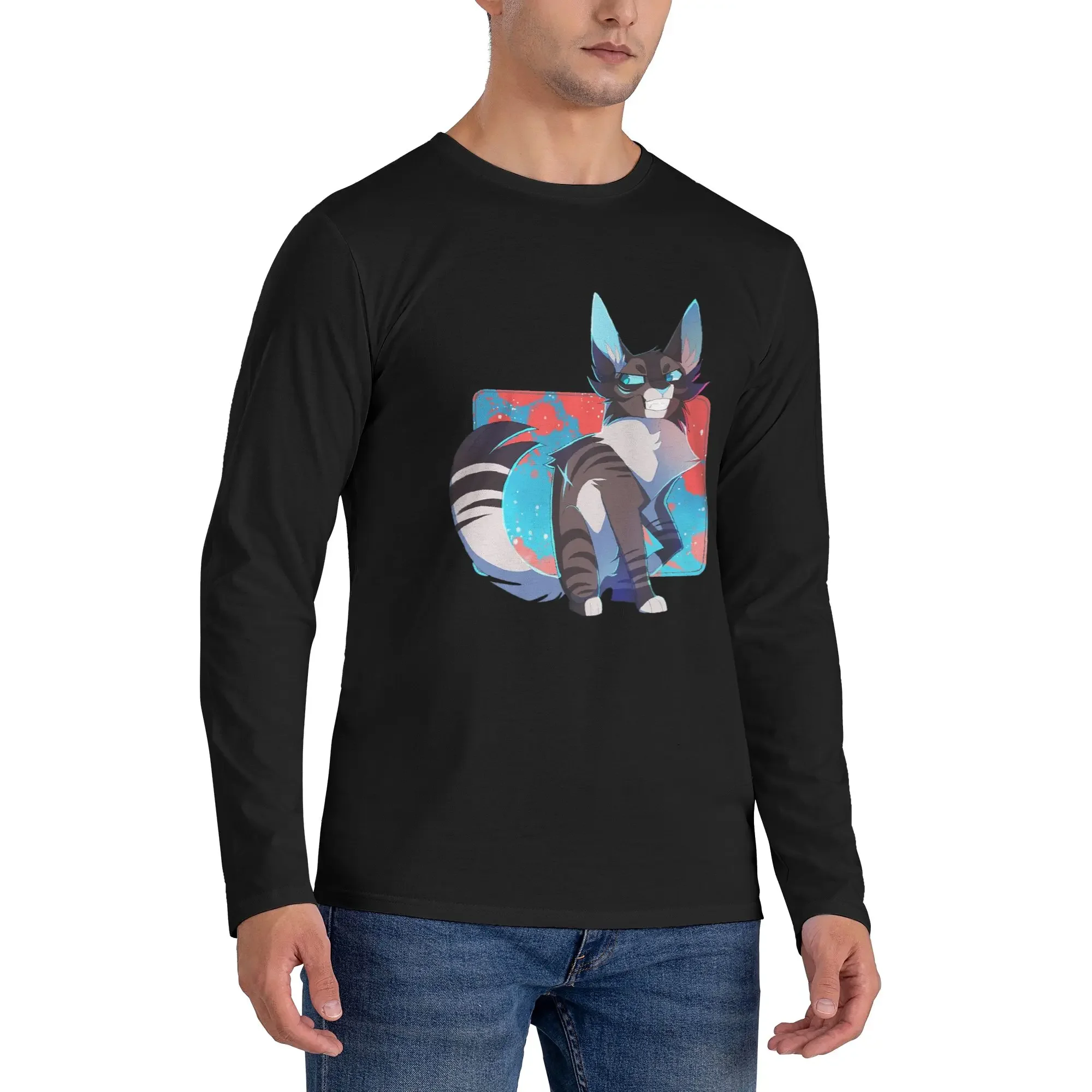

Hawkfrost Warrior Cats Men's Long Sleeved T-shirt Fashion Round Neck T shirts Spring and Autumn Men tops