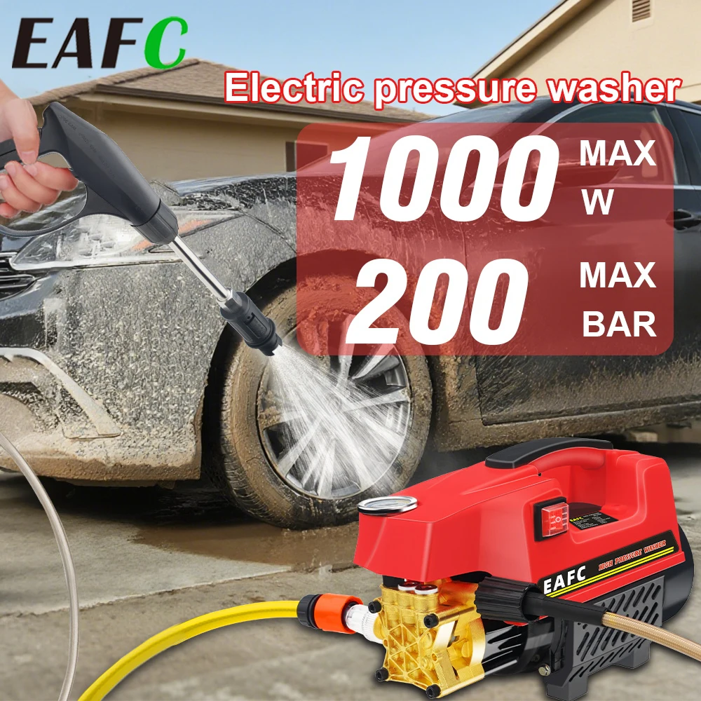 EAFC 200Bar Car Washing Machine 220V High Pressure Washer Water Gun 1000W High Power Portable Car Washing Artifact