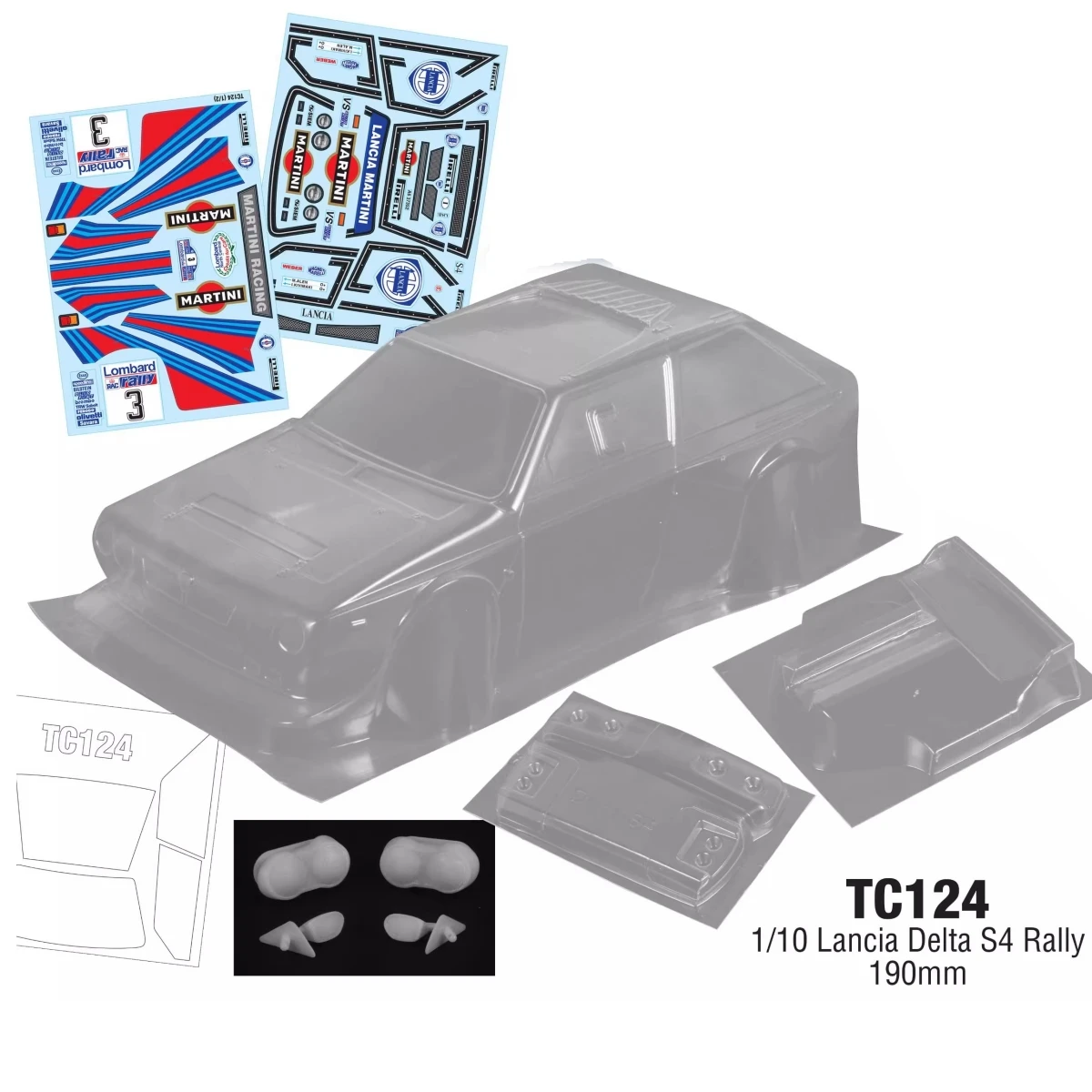TC124 ランチア デルタ S4 ラリーカー クリア未塗装ポリカーボネート