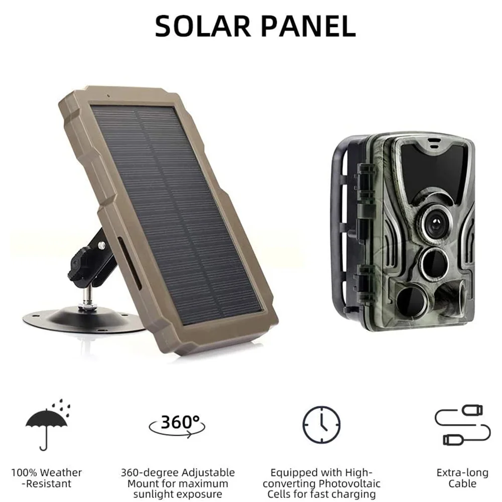 Trail Game Camera Solar Panel Kit 3000mAh 6V-12V Rechargeable Solar Charger for Hunting Camera