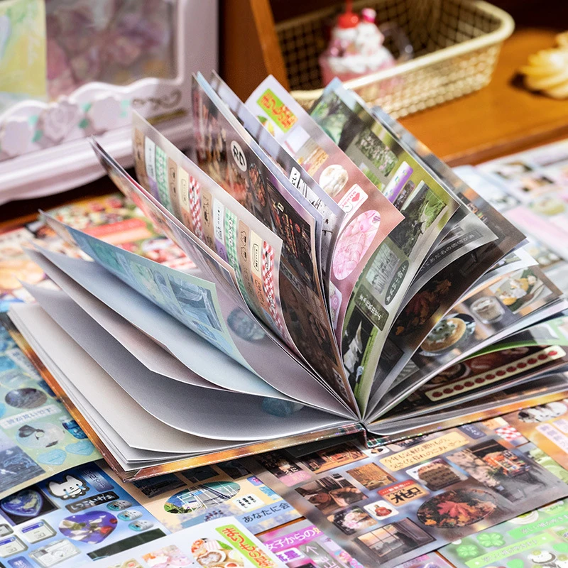 45Sheets Japanese Comic Style Decorative Stickers Vintage Kawaii Stickers Creative DIY Handbook Material Decorative Stickers