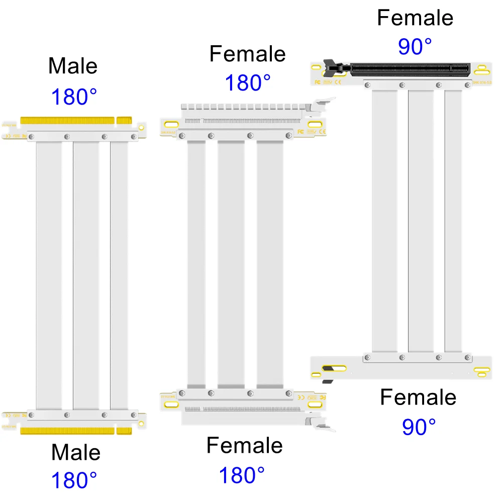 

Gen4.0 PCIe 16x Riser Cable Male to Male Female to Female PCI Express 4.0 x16 Signal Docking Riser Jumper 90/180 Degree Extender