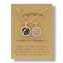 Trendy 12 Zodiac Sign Necklace Day And Night Horoscope Astrology Gold Color Coin Shape Pendant Jewelry For Women
