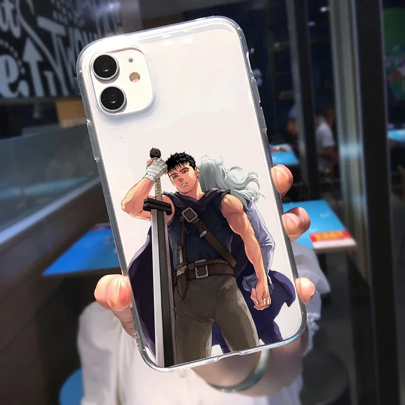 Berserk Guts Anime Phone Case for iPhone 15 14 13 12 11 Pro Max 14 Plus X Xs Max XR SE 2020 8 7 Plus Soft Cover Coque Funda