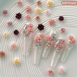 30PCS 3D Acrylic Soft Rose Flower Nail Art Charms Mixed Size Camellia Accessories For Nails Decoration Supplies Manicure Product