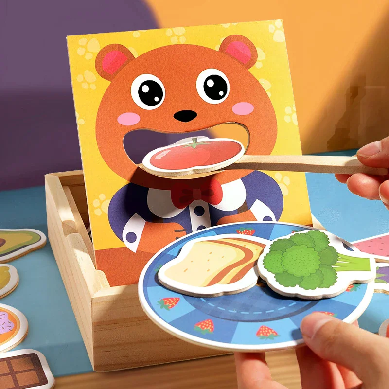 لعبة محاكاة دمية دب الوالدين والطفل، تعليم الطفولة المبكرة، الحركة الجميلة للطفل، لعبة تدريب الملعقة