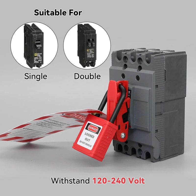Hot-Circuit Breaker Lockout Set, Circuit Breaker Lockout, Lockout Tagout Tag, For Standard Single And Double Toggles