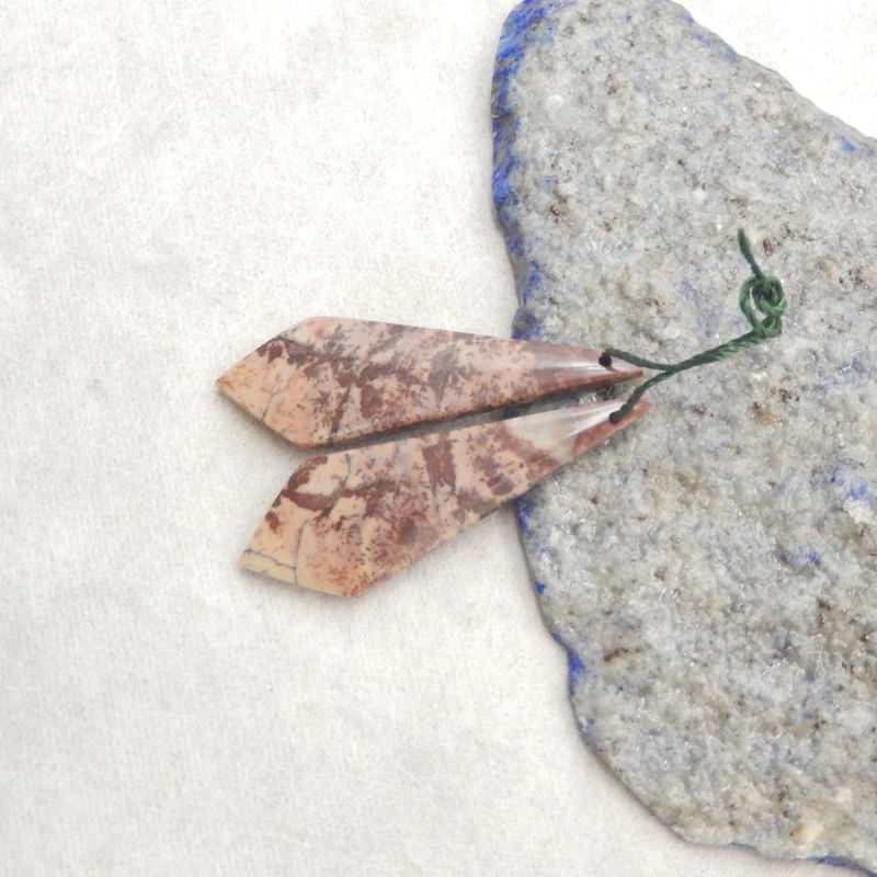 Chohua Jasper Arrowhead أقراط الأحجار الكريمة الطبيعية متعددة الألوان مع مدخلات البني والبيج زوج المجوهرات الحرفية 40x14x4mm-5g #5