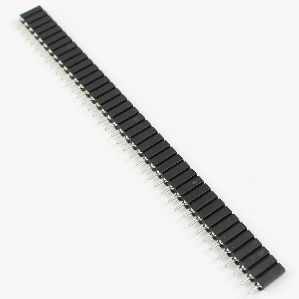 50pcs 2.54mm Pitch 40 Pin Female Single Row Straight Round Pin Header Strip Connector