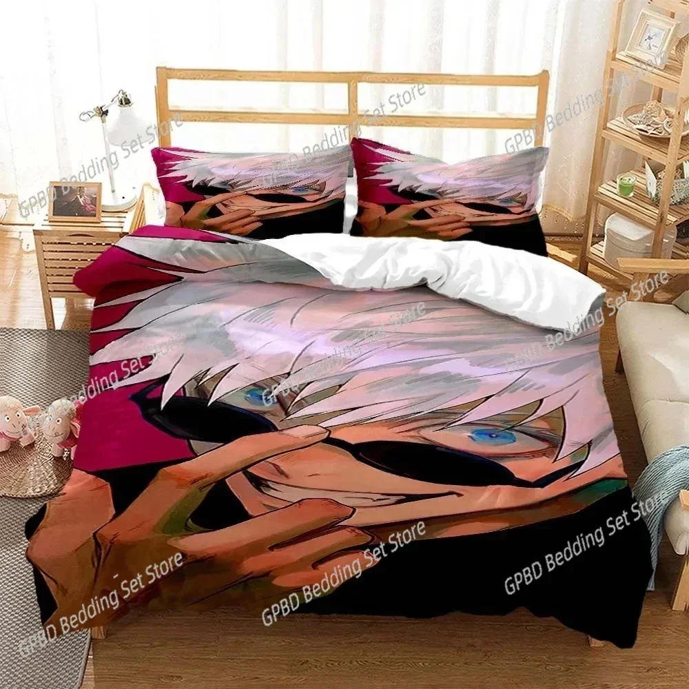 

3D Print Anime Jujutsu Kaisen Gojo Satoru 3D Bedding Set Duvet Cover Pillowcases Single Twin Full Queen King Size Home Decor Qui