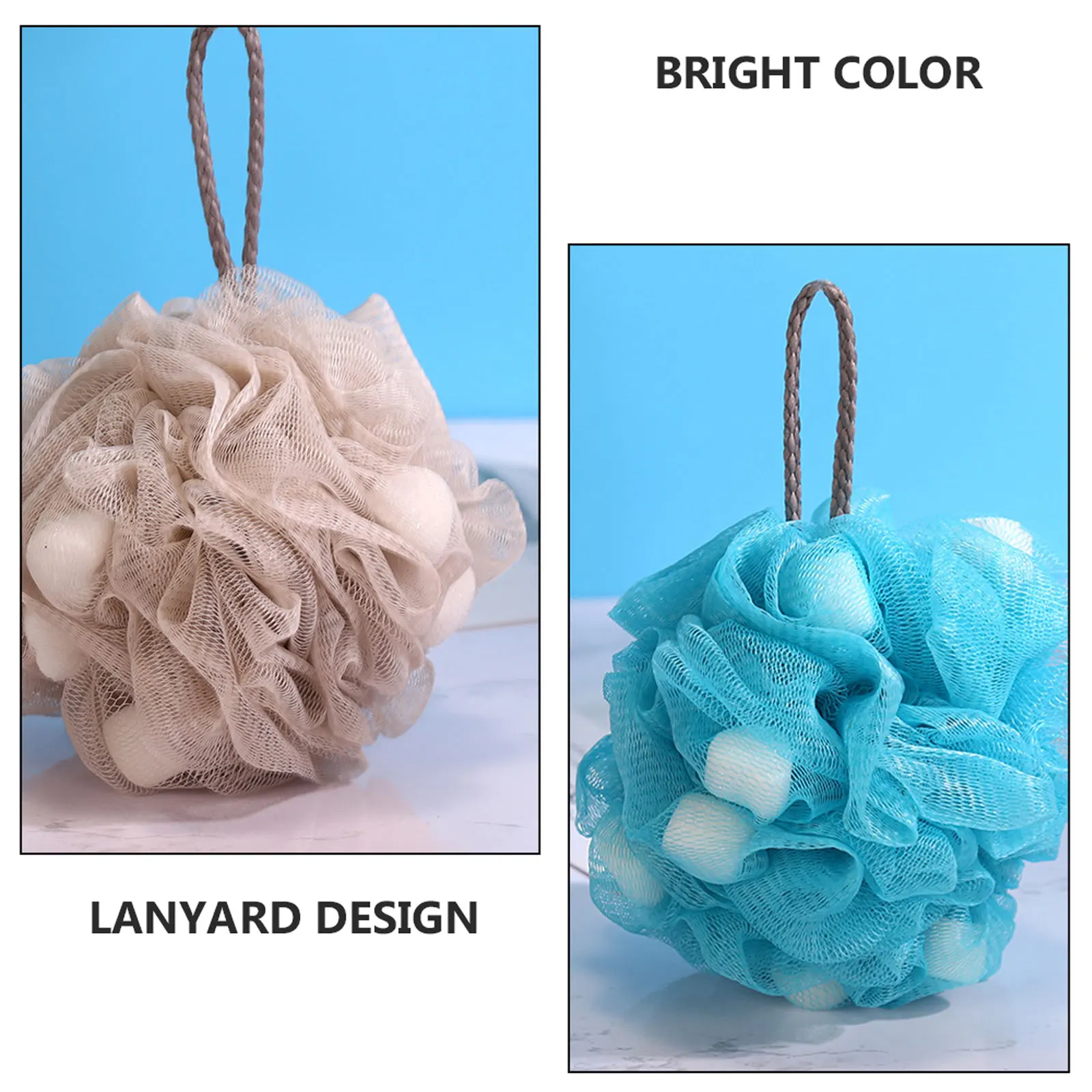 

5pcs Bath Sponge Shower Rubbing PE Material Soft Thick Easy Foam Exfoliating Lanyard Design Compact Travel Home Quick