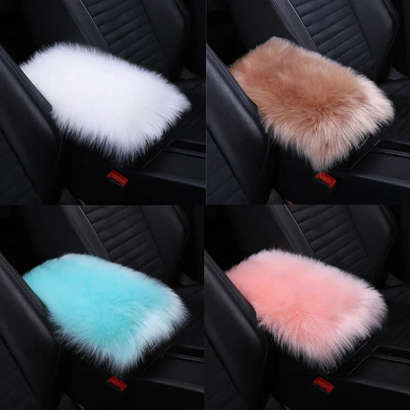 Plush Car Armrest Pad Auto Central Console Armrest Box Cover Arm Rest Box Warm Fur Soft Cushion Universal Fitment