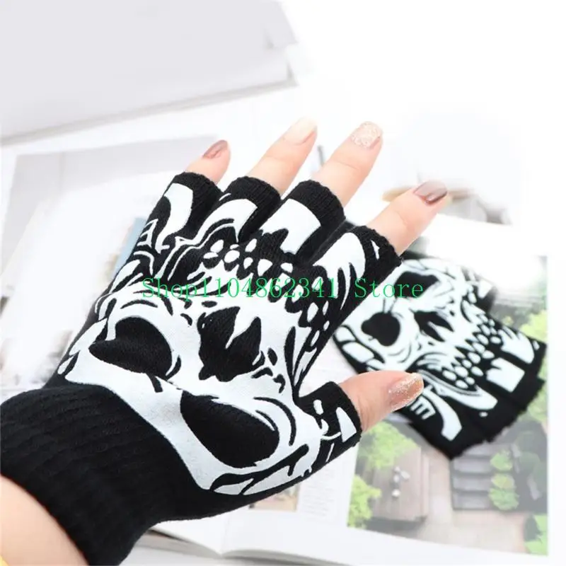 

5asd теплые термоперчатки толстые стильные перчатки варежки с половиной пальца Хэллоуин ручная одежда стильные для девочек и