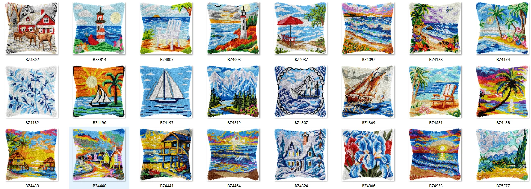 

Unfinished Latch Hook Kits, Acrylic Yarn, Embroidery Cushion, Front Cross Stitch, Carpet,43-43CM Towel Sea Boat