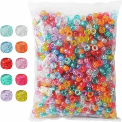 1000pcs Pony Beads Pack 9mm Multicolor Glitter Plastic Pony Beads Kandi Beads for Bracelet Making Hair Beads for Braids Jewelry