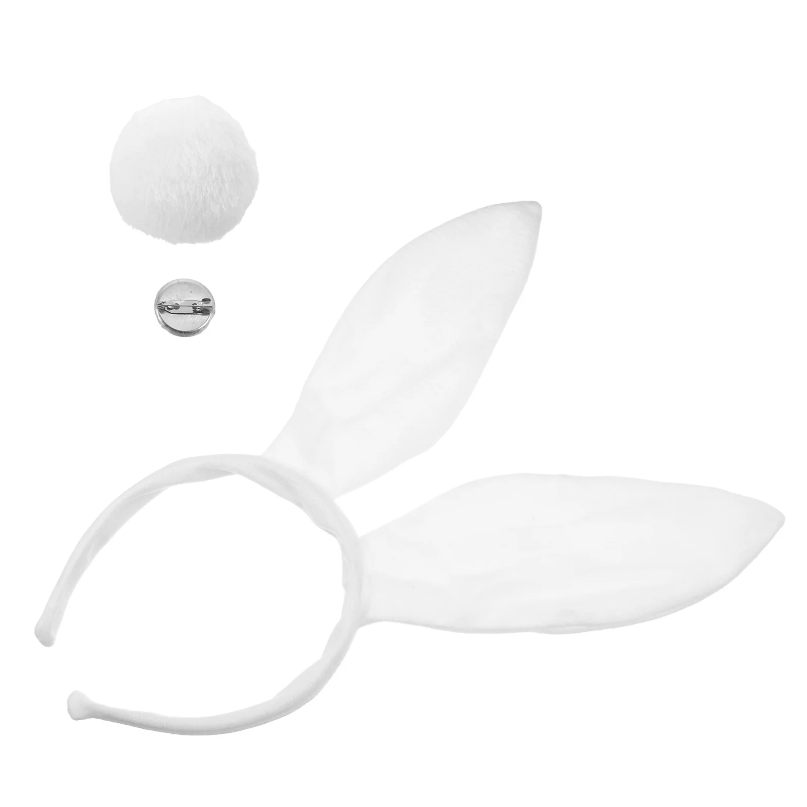 

1 set Bunny Ears Headband Rabbit Tail White Costume Accessories Women Hairband Kit Easter Party Stage Performance