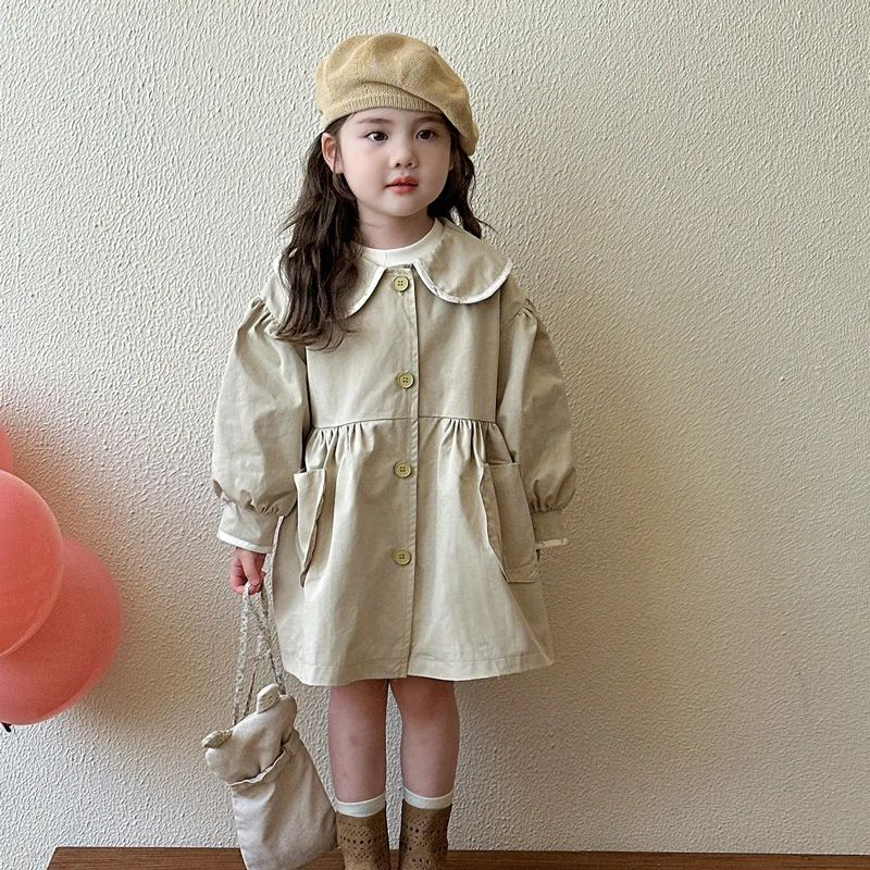 

Girls Trench Coat 2025 Autumn New Children's Medium and Long Korean Version Baby Spring and Autumn Clothes Girls Foreign Clothes