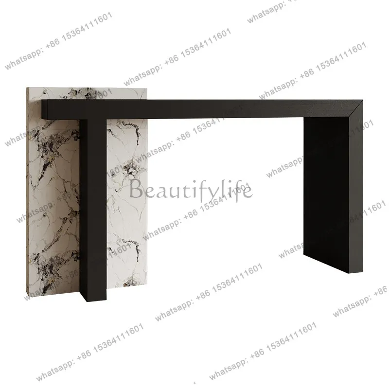 

French retro rock slab medium and ancient American aisle decoration, the entrance cabinet is against the wall