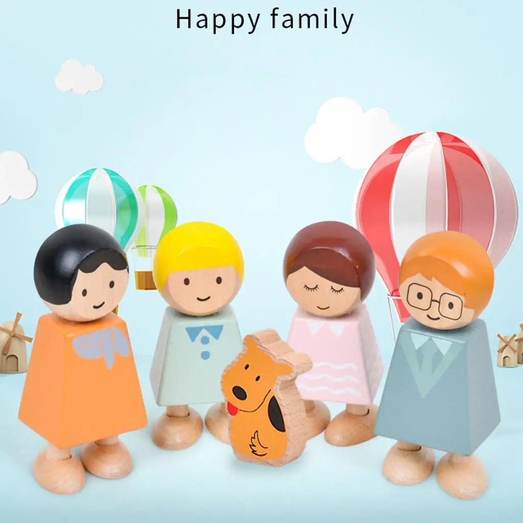 5x Wooden Building Blocks Set Cognition Family Toys Educational Toys Puzzle Blocks for Boys and Girls