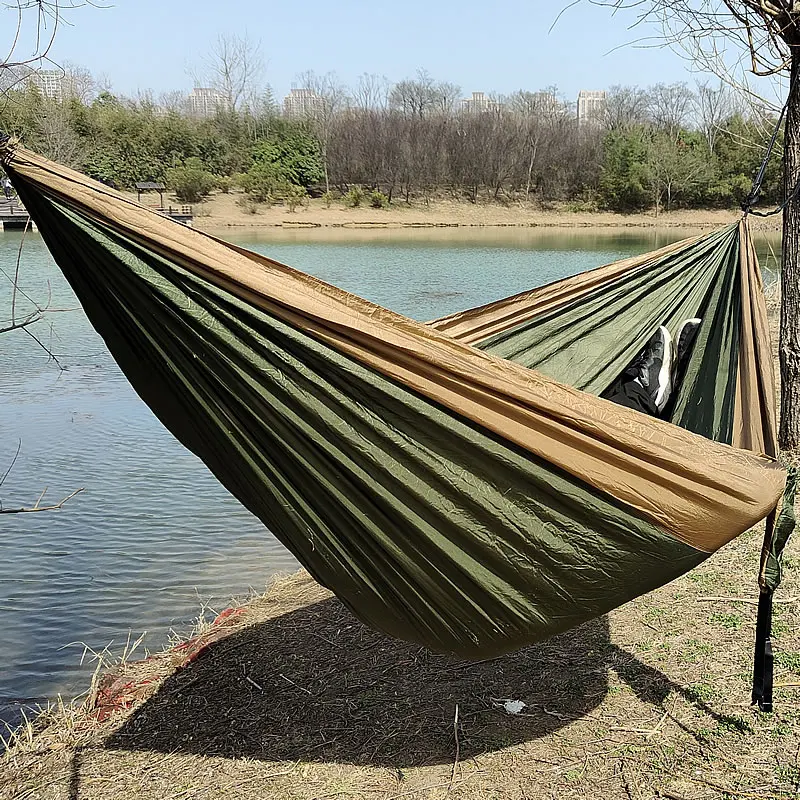 Portable Nylon Parachute Fabric Single and Double Size Outdoor Camping Hiking Garden Hammock