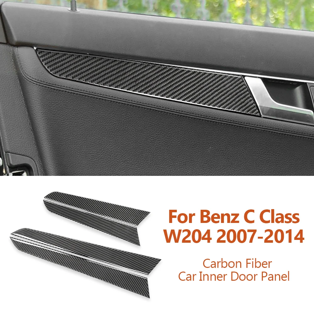 

For Mercedes Benz C Class W204 2007-2014 Carbon Fiber Car Inner Door Panel Decorative Stickers Auto Interior Decoration Parts