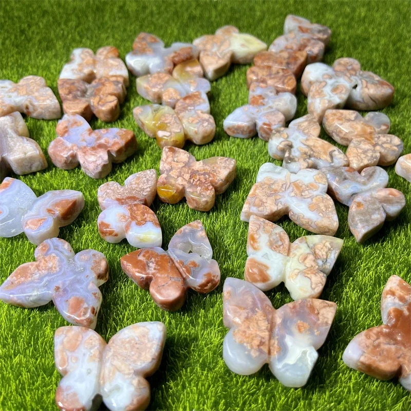 

# Hot Wholesales Natural Gemstone Crystal Agate Polished Butterfly Shape Flower Agate For Healing And Gift