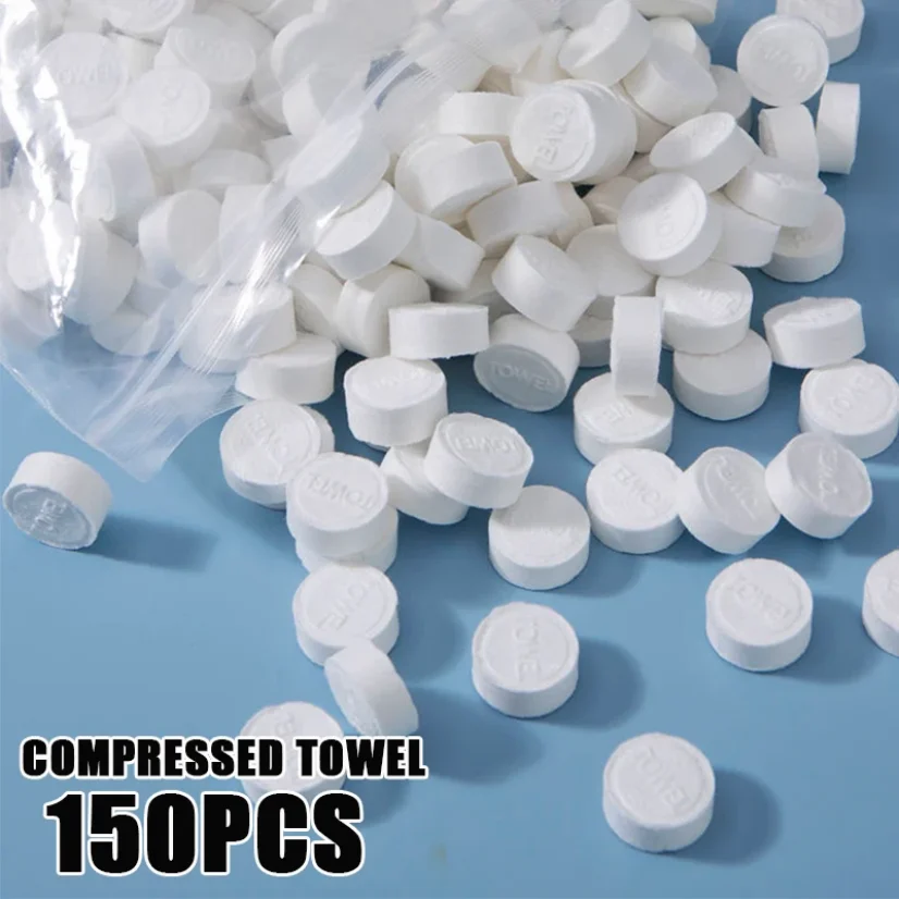 150pcs Compressed Hand Wipe Towel Non-Woven Makeup Wipes Portable Compressed Towel Disposable Face Cleaning Soft