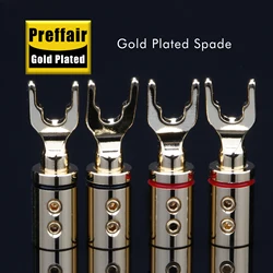 Banana Y spade Plug Connector Pure Red Copper Rhodium or Gold Plated Fork Plug HIFI Audio Speaker Banana Y-Type Plugs Adapter