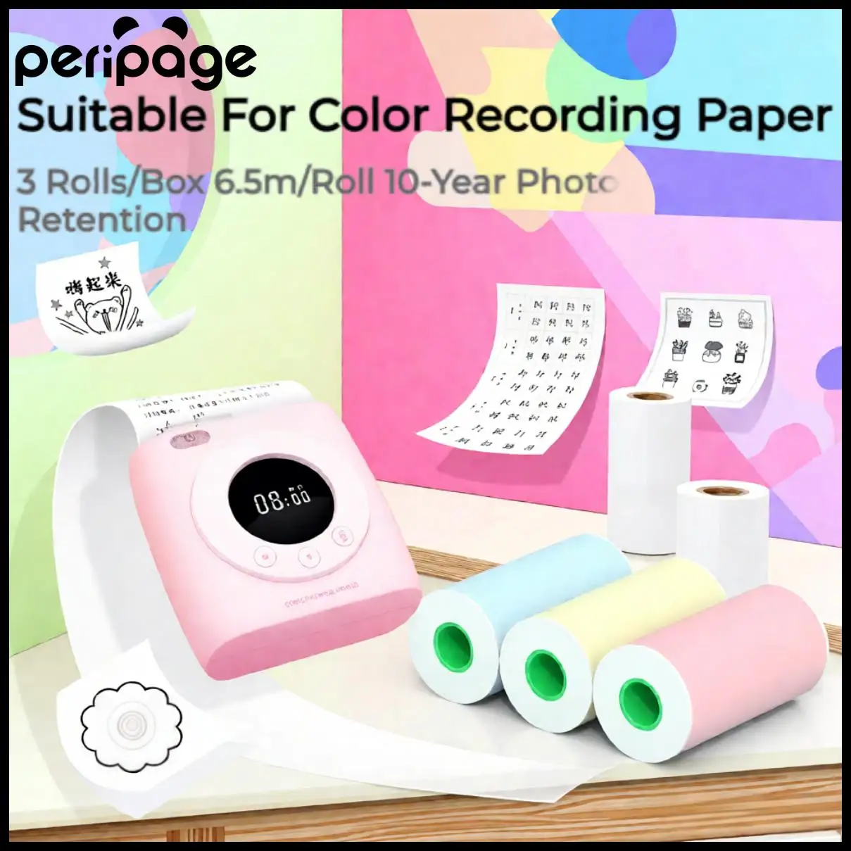 Peripage Thermal Paper Roll 57mm For Mini Portable Printer Color Paper Label Receipt Photo Paper Safe Free BPA Smooth Printing
