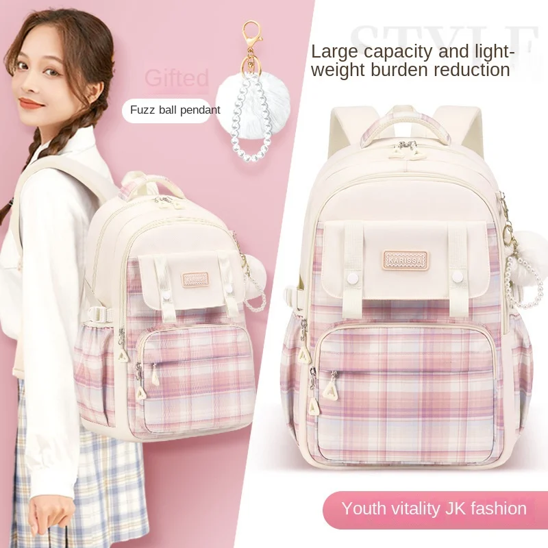 New Girl School Bag Lunch Bag Pencil Case Mochila Escolar Primary Middle High Student Shoulder Orthopedic Backpack Water Proof