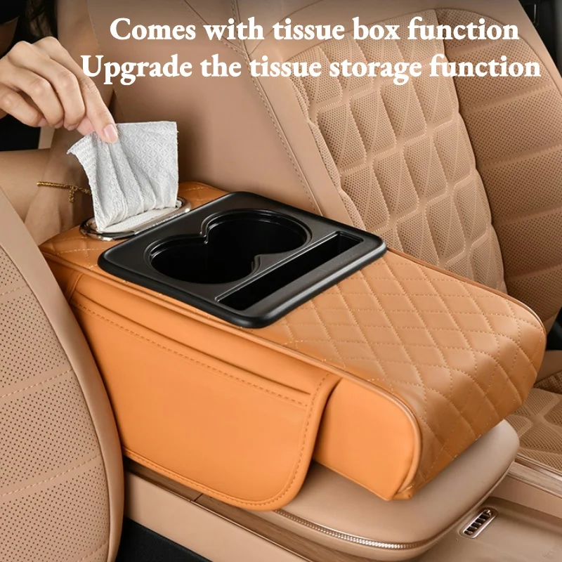 Car Armrest Type Tissue Boxes Armrest Pad Center Console Protector Cover With Side Storage Pocket Car Interior Accessories image 5