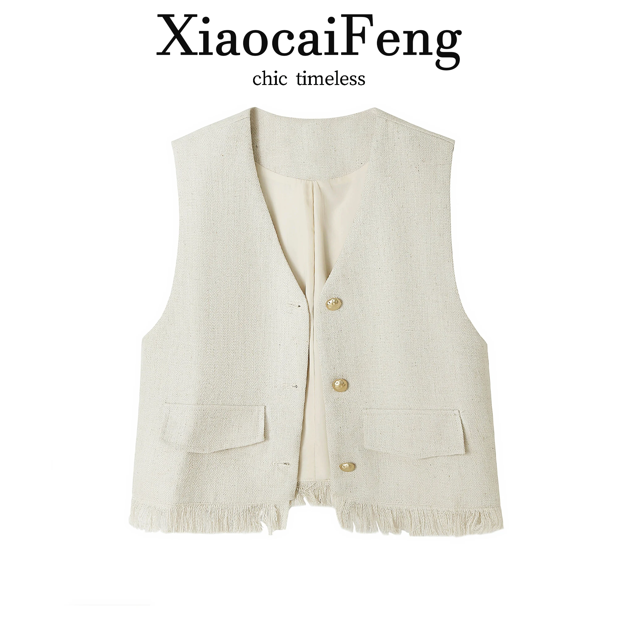 

Elegant Fringed Short Vest Women's Summer Outerwear V-Neck Breathable Fashionable Versatile Shoulder Pad Top Chinese Brand