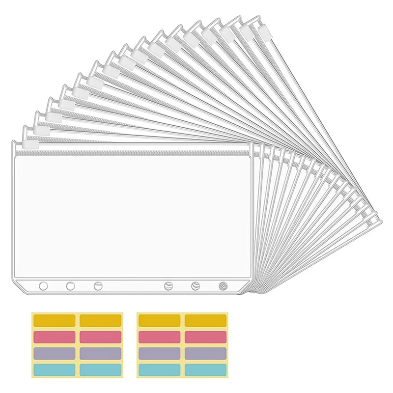 32 шт., карманы для папок формата А6, 6 отверстий, бюджетные конверты для денег, прозрачные папки на молнии для блокнота с бюджетом на 6 колец