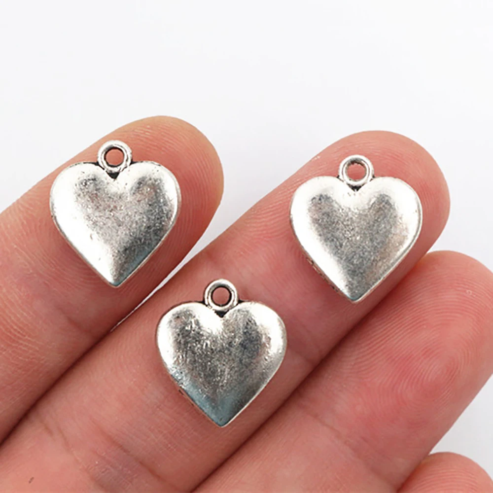 16x14mm 10pcs Antique Silver Plated Heart Handmade Charms Pendant:DIY for bracelet necklace-P2-37