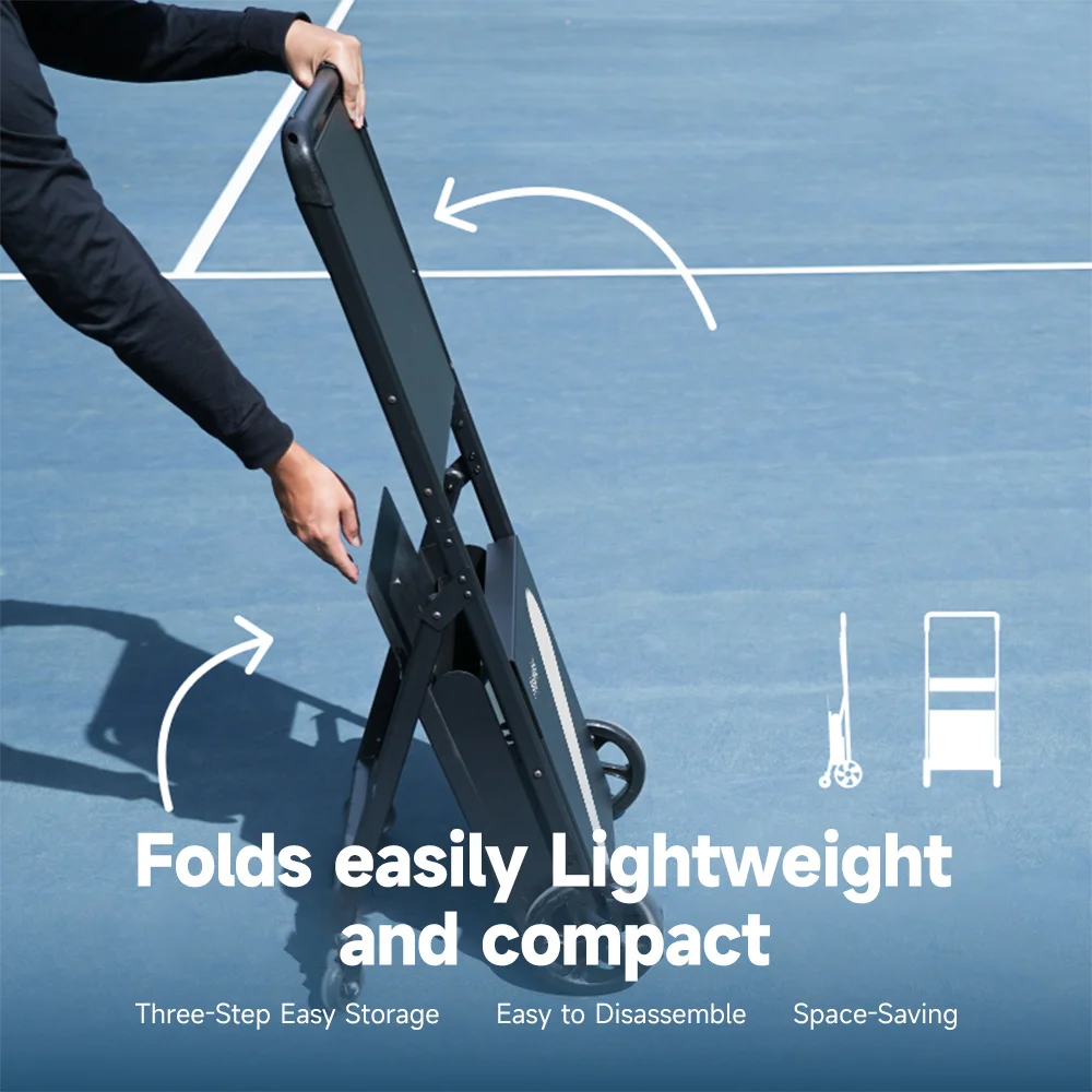 عربة تنس جديدة قابلة للطي مع سلة بيك اب بعجلات وحقيبة تنس ومدرب السيارة #5