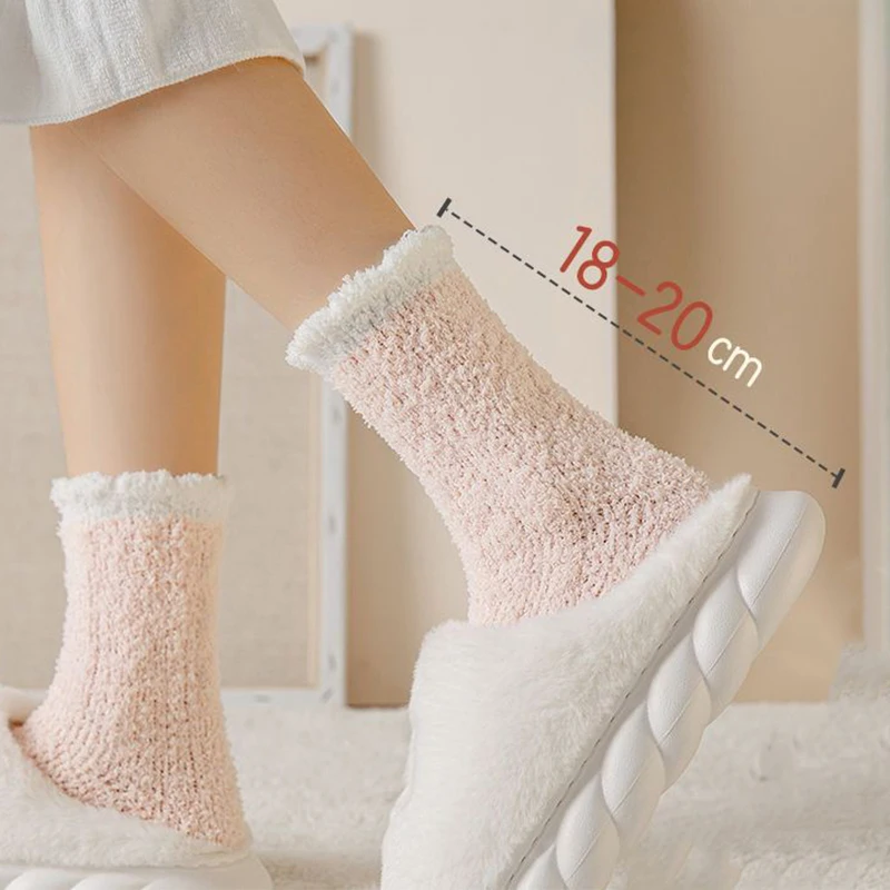 Thermal Socks Women Soft Plush Fluffy Fuzzy Floor Sleep Sock Thicken Warm Female Winter Fur Fleece Lined Slipper Socks