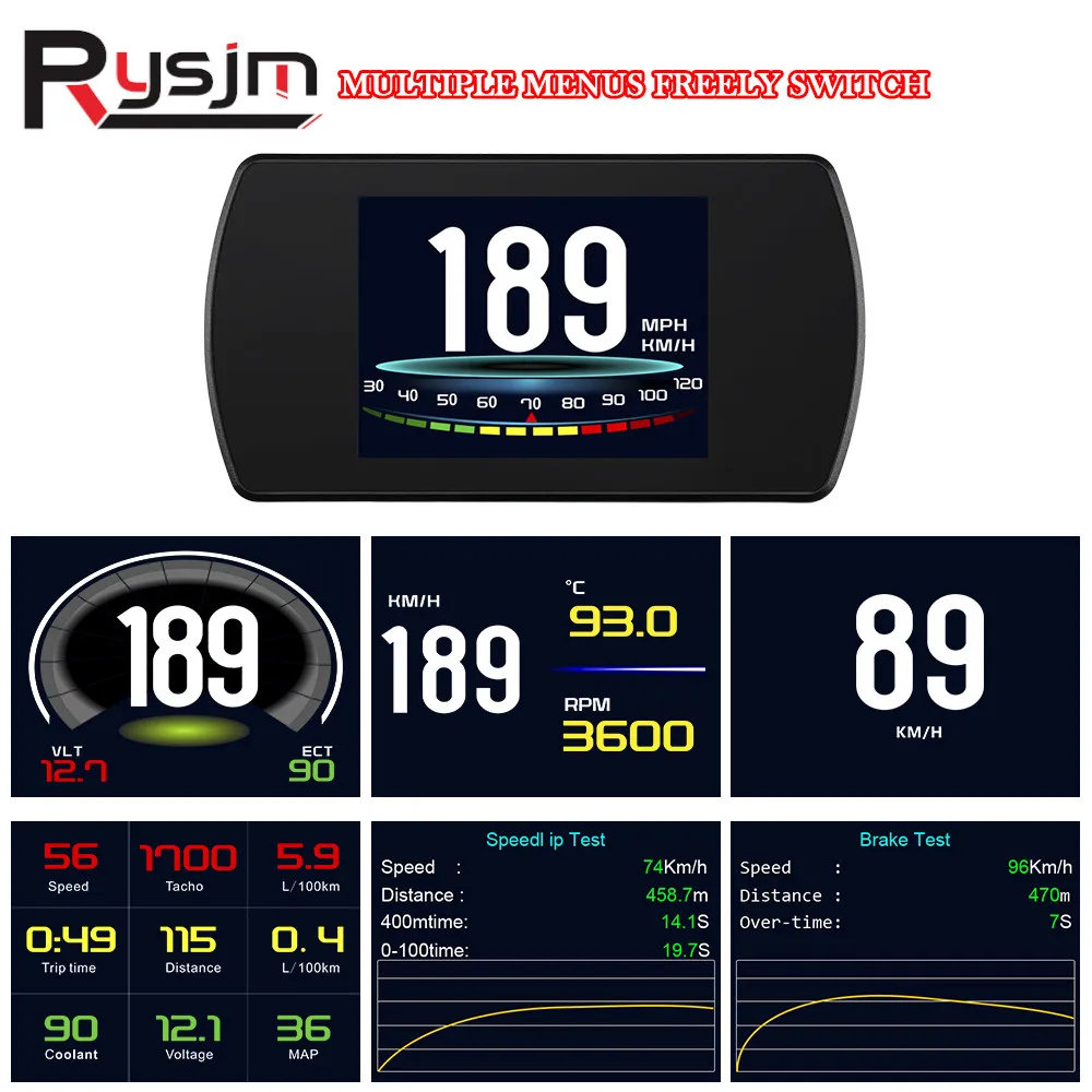 OBD2 Gauge P12 HUD Head Up Display Car Digital Auto Diagnostic Tools Digital Meter Speed RPM Water Temp Fuel consumption Voltage